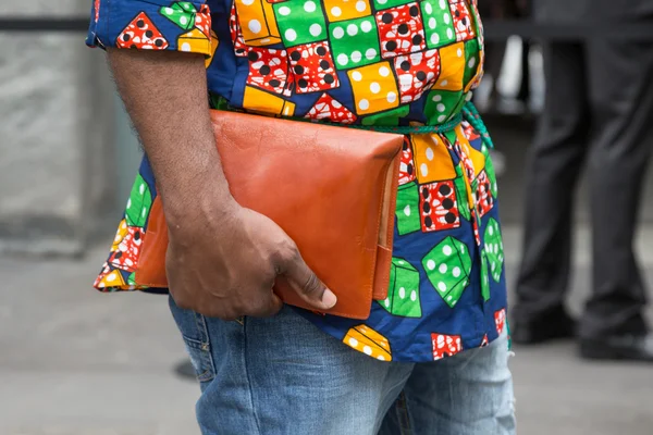 Λεπτομέρεια από την τσάντα στην εβδομάδα μόδας του Μιλάνου ανδρών — Φωτογραφία Αρχείου