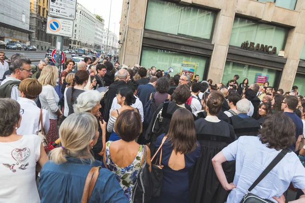 Italian lawyers protesting in Milan, Italy — Stock Photo, Image