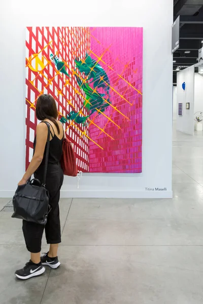 Milão Itália Setembro Pessoas Visitam Miart Exposição Internacional Arte Moderna — Fotografia de Stock
