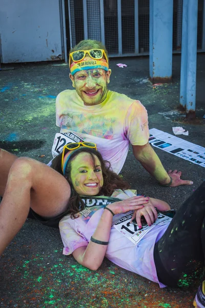 Thousands of people take part in the Color Run 2014 in Milan, Italy