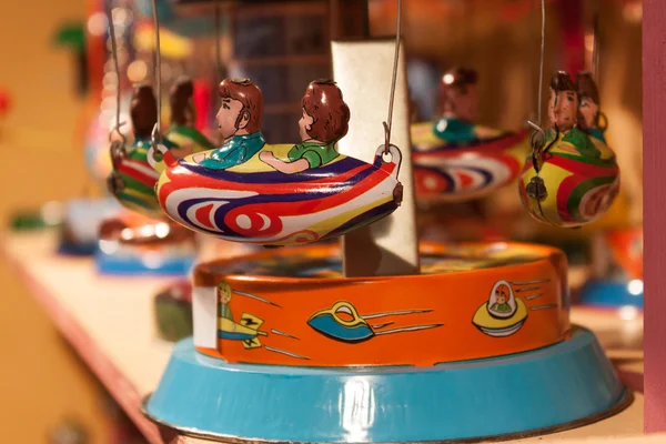 Vintage tinplate toys on display at HOMI, home international show in Milan, Italy — Stock Photo, Image