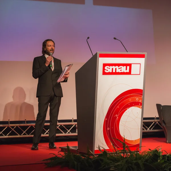 El CEO Pierantonio Macola habla en Smau 2014 en Milán, Italia — Foto de Stock