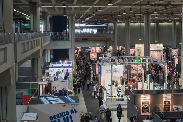 Top view of people and booths at Smau 2014 in Milan, Italy — Stock Photo, Image