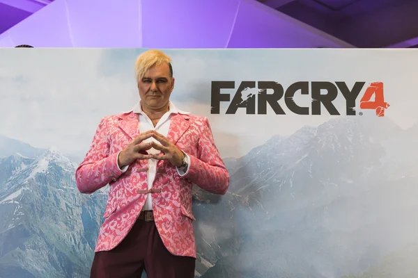 Personagem Far Cry posando na Semana dos Jogos 2014 em Milão, Itália — Fotografia de Stock