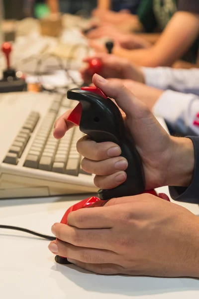 Retro joystick at Games Week 2014 in Milan, Italy — Stock Photo, Image