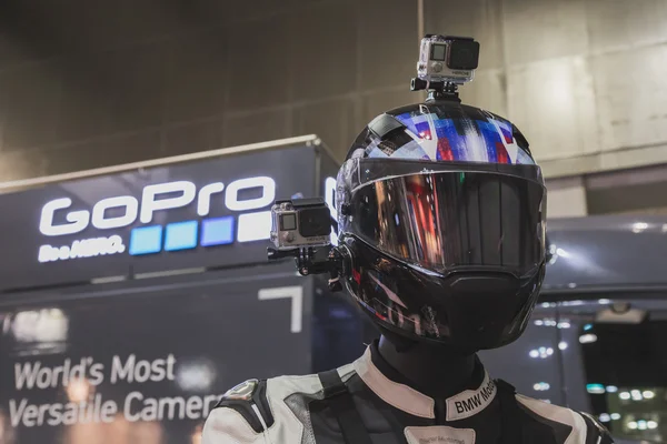 GoPro kamera ut på Eicma 2014 i Milano, Italien — Stockfoto