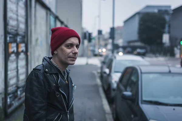 Punk guy posing in the city streets — Stock Photo, Image