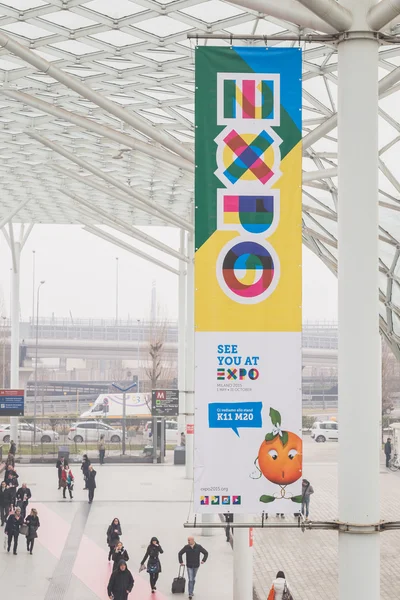 Expo banner på Bit 2015, internationell turism exchange i Milano, Italien — Stockfoto