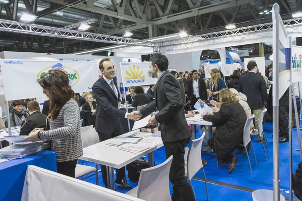 People visiting Bit 2015, international tourism exchange in Milan, Italy — Stock Photo, Image