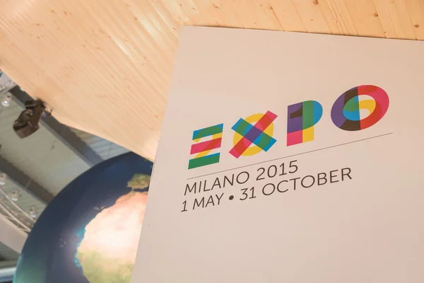 Detail of Expo stand at Bit 2015, international tourism exchange in Milan, Italy — Stock Photo, Image