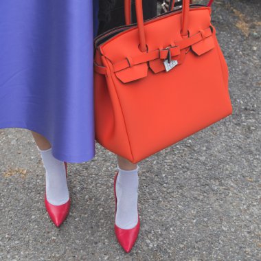 Gucci defile Milan Wo için bina dışında bir çanta detay