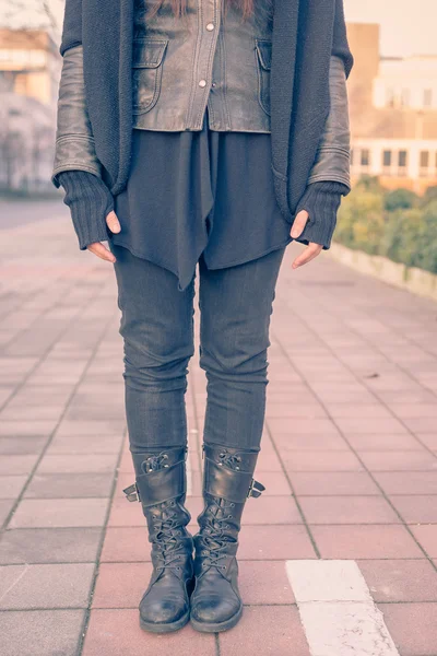 stock image Detail of a young woman posing in the city streets