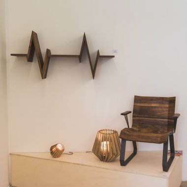 Furniture on display at Ventura Lambrate space during Milan Desi clipart