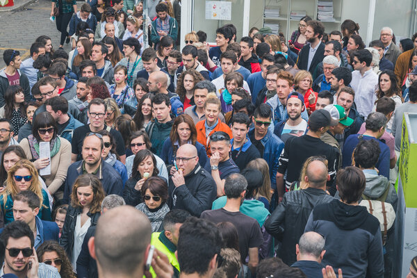Crowd at Fuorisalone during Milan Design Week 2015