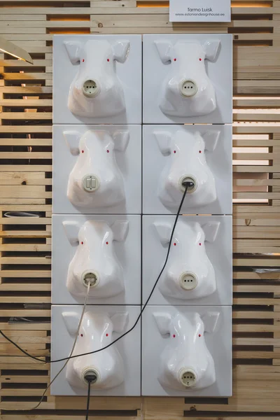 Funny wall sockets at Fuorisalone during Milan Design Week 2015 — Stock Photo, Image