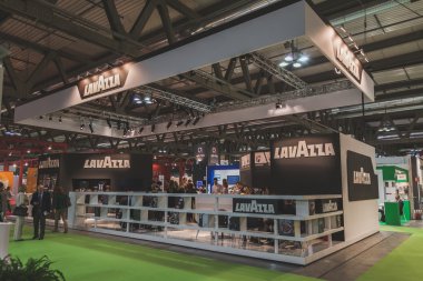 Lavazza stand at Tuttofood 2015 in Milan, Italy clipart
