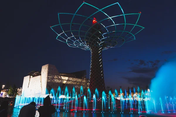 L'arbre de vie en soirée à l'Expo 2015 à Milan, Italie — Photo