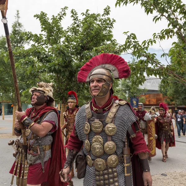 Historische römische gruppe auf der expo 2015 in Mailand, italien — Stockfoto