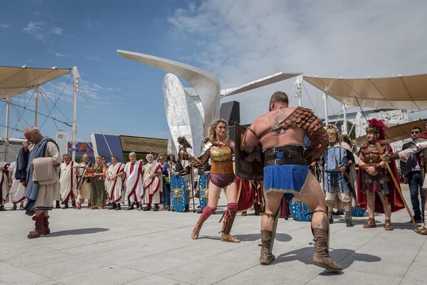 Historische Romeinse groep op Expo 2015 in Milaan, Italië — Stockfoto