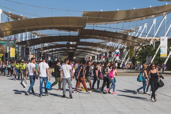 People visiting Expo 2015 in Milan, Italy