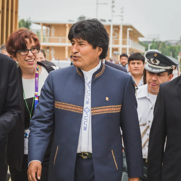 Bolivya Evo Morales, Expo 2015 yılında Milan, Ital başkanı — Stok fotoğraf
