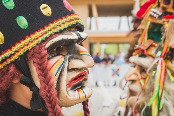 其传统服装在 2015 年世博会我从玻利维亚人 — 图库照片