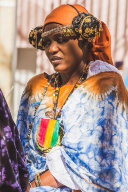 Afrikalı kadın Expo 2015 Milan, İtalya, poz
