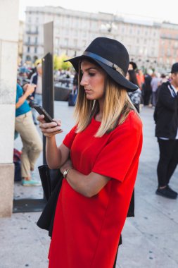 People outside Cristiano Burani fashion show building in Milan,