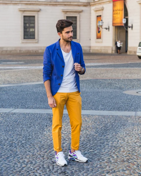 People outside Cristiano Burani fashion show building in Milan, — ストック写真