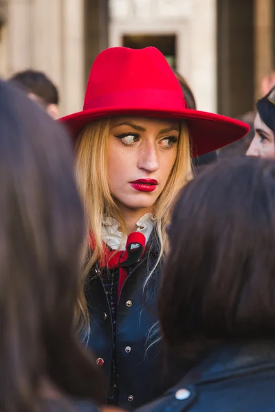 People outside Cristiano Burani fashion show building in Milan, — ストック写真