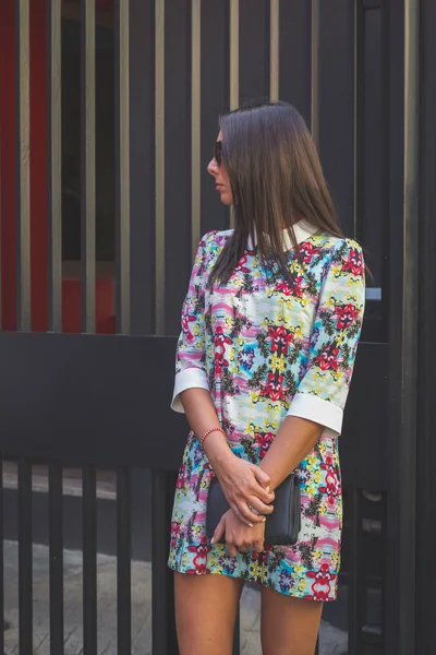 People gather outside Iceberg fashion show building in Milan, It — Stok fotoğraf