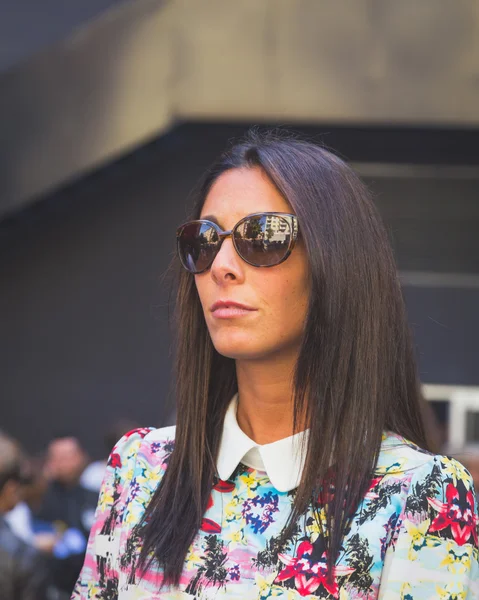 People gather outside Iceberg fashion show building in Milan, It — Stok fotoğraf