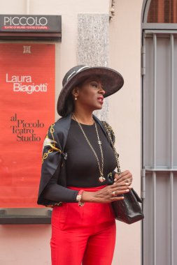 People gather outside Laura Biagiotti fashion show building in M