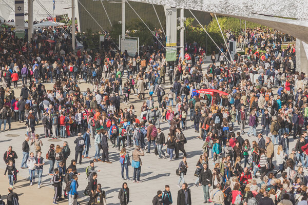 People visiting Expo 2015 in Milan, Italy