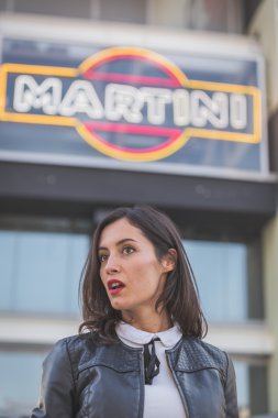 Beautiful girl working for Martini at Expo 2015 in Milan, Italy