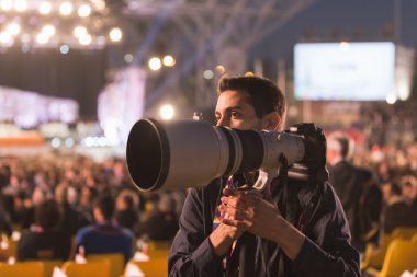 Expo 2015 Milan, İtalya, çalışan fotoğrafçı