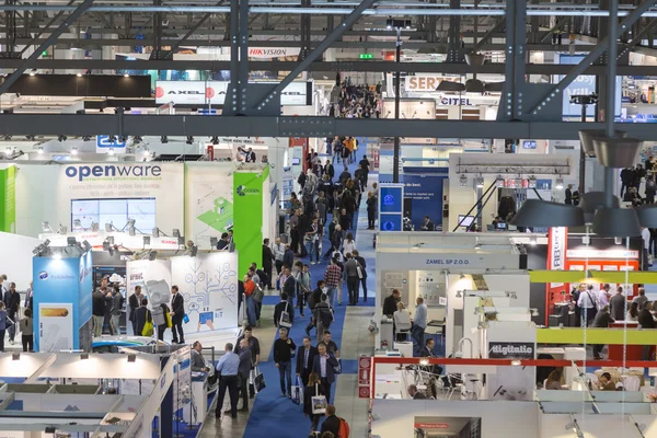 Top view of people and booths at Sicurezza, international event — Stock Photo, Image