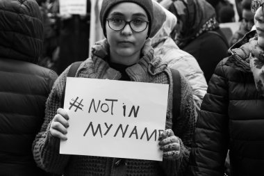Muslim Community demonstrating against terrorism in Milan, Italy