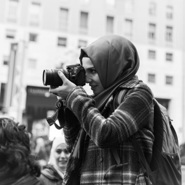 Muslim Community demonstrating against terrorism in Milan, Italy