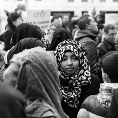 Muslim Community demonstrating against terrorism in Milan, Italy