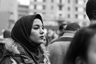 Muslim Community demonstrating against terrorism in Milan, Italy