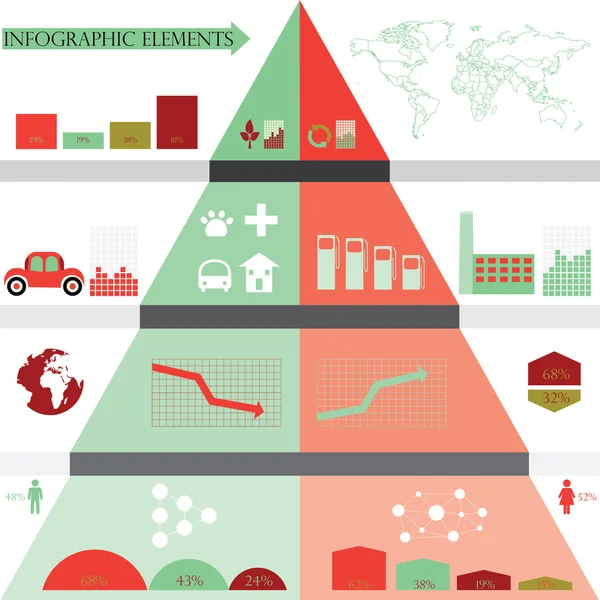 Mapa Mundial e Gráficos de Informação —  Vetores de Stock