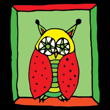 Retro canlı baykuş illüstrasyon