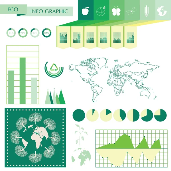 Ecología, reciclaje info gráficos colección — Archivo Imágenes Vectoriales