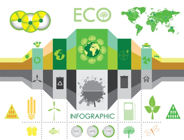 Ekologia, recykling informacji graficznych kolekcji — Wektor stockowy