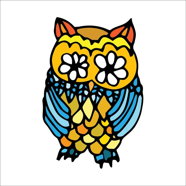 Retro vivid owl illustration — Stock Vector