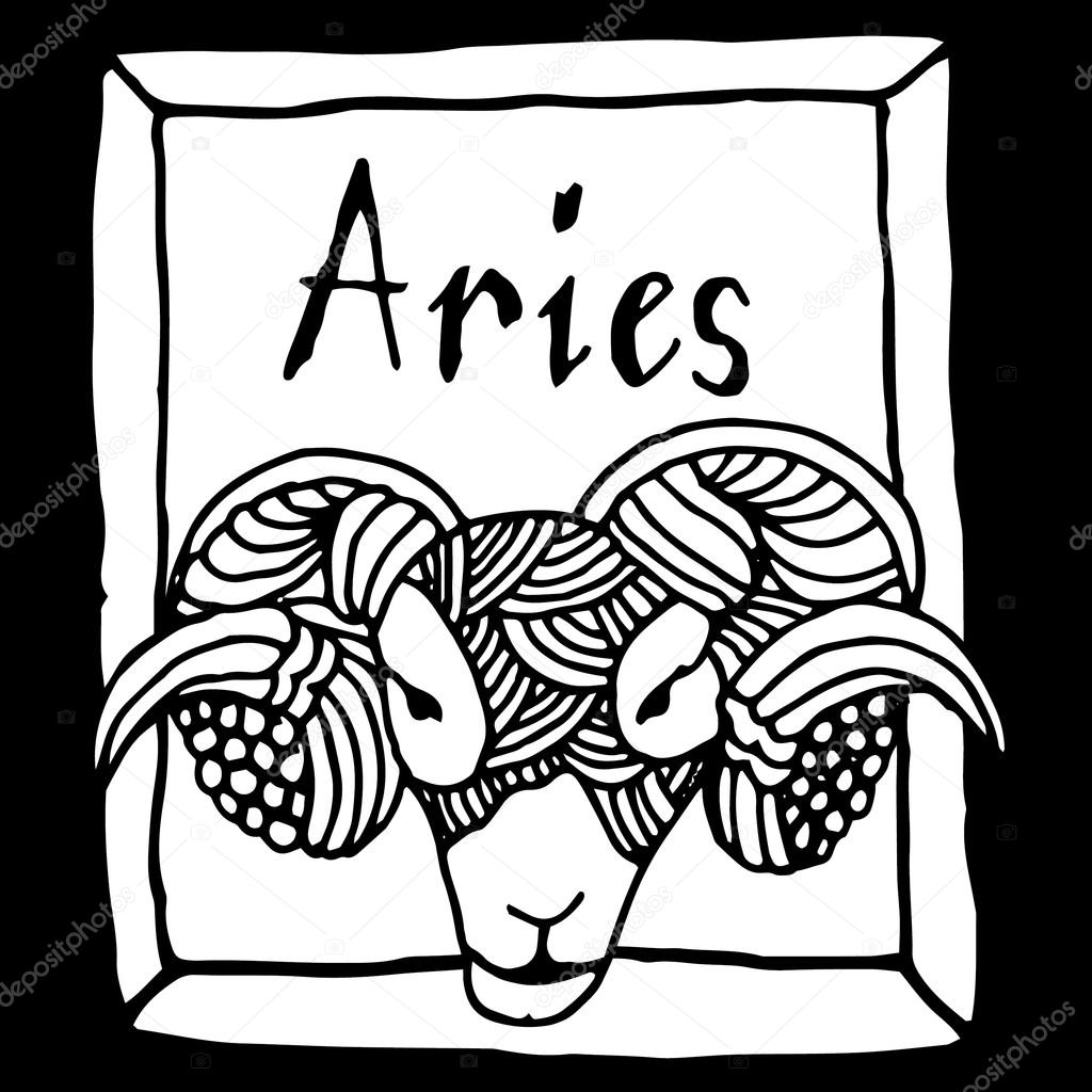 Aries horoscope sign vectorized hand draw