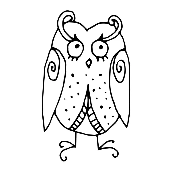 Funny owl illustration- original drawing vectorized — Stock Vector