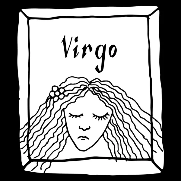 Jungfrun horoskop tecken vektoriserat hand Rita — Stock vektor