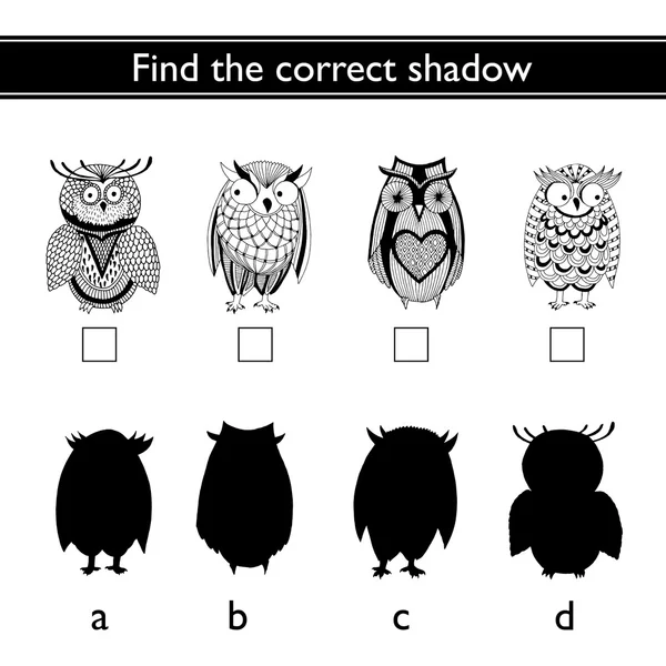 Find the correct shadow (owl) — Stock Vector